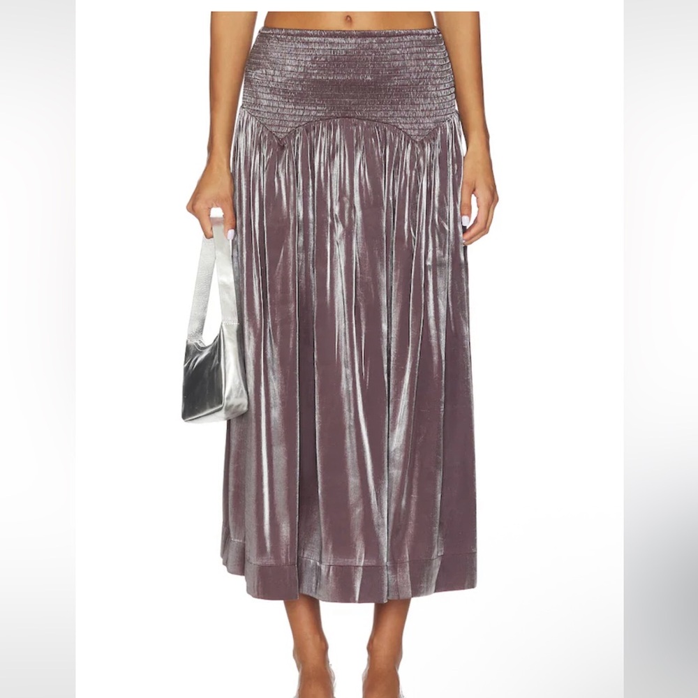 NWT damson madder Layla Midi Skirt in Glass Satin